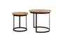 Nisha Carved Reclaimed Wood & Iron Nesting Side Tables - Natural