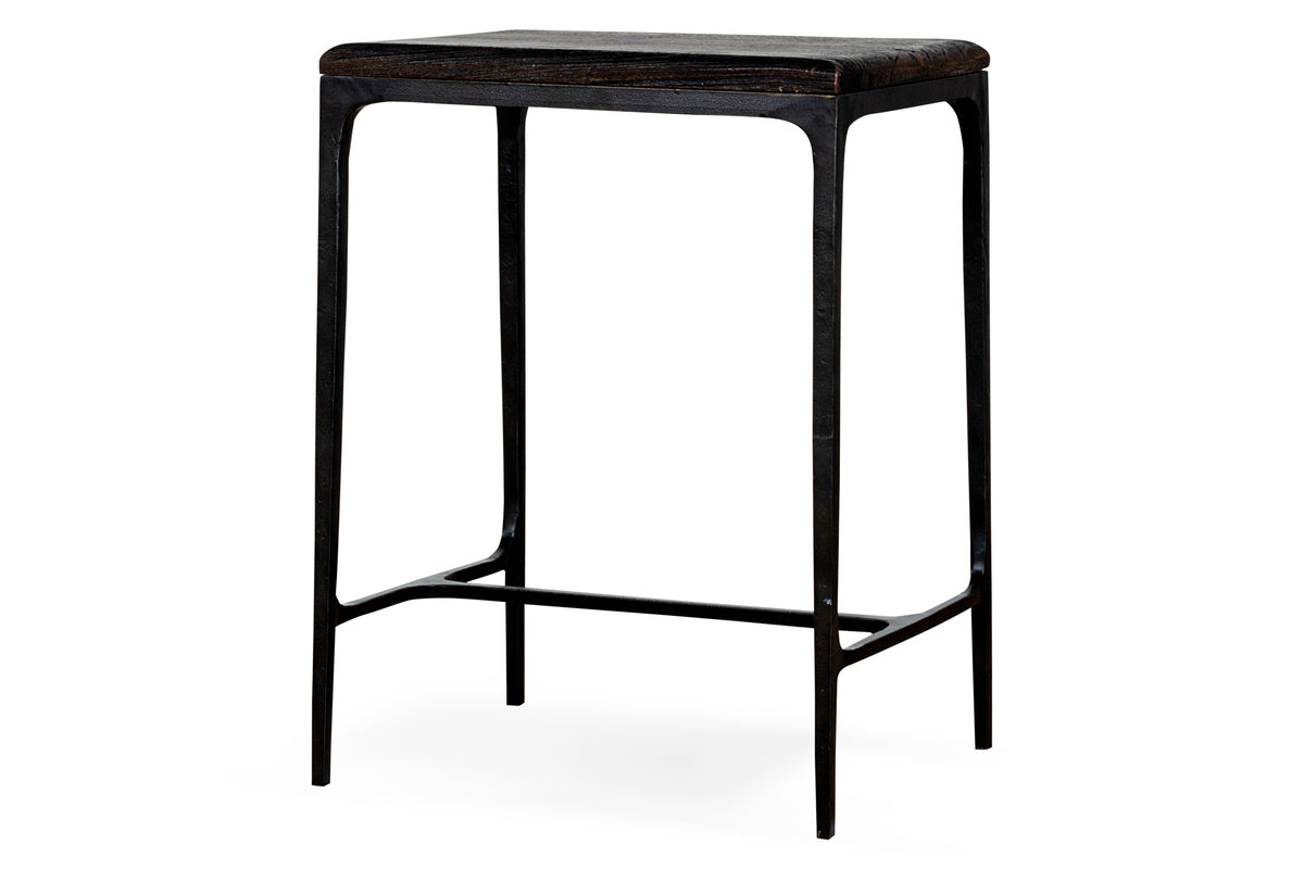 Sita Reclaimed Wood & Iron Side Table - Chocolate Brown