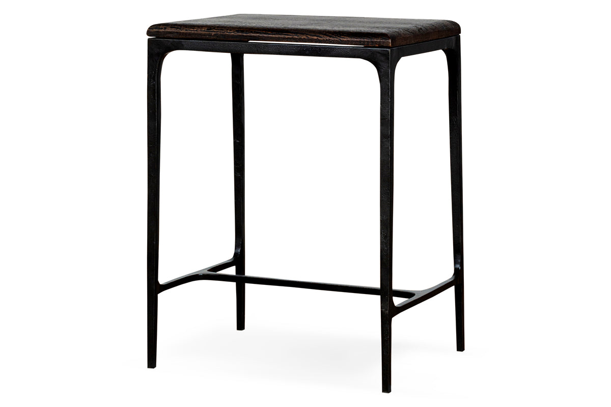 Sita Reclaimed Wood & Iron Side Table - Chocolate Brown