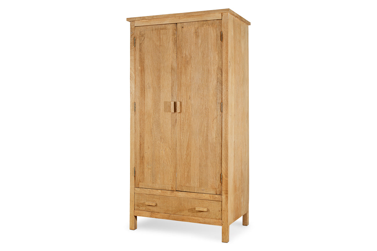 Vivan Grooved Wardrobe - Natural