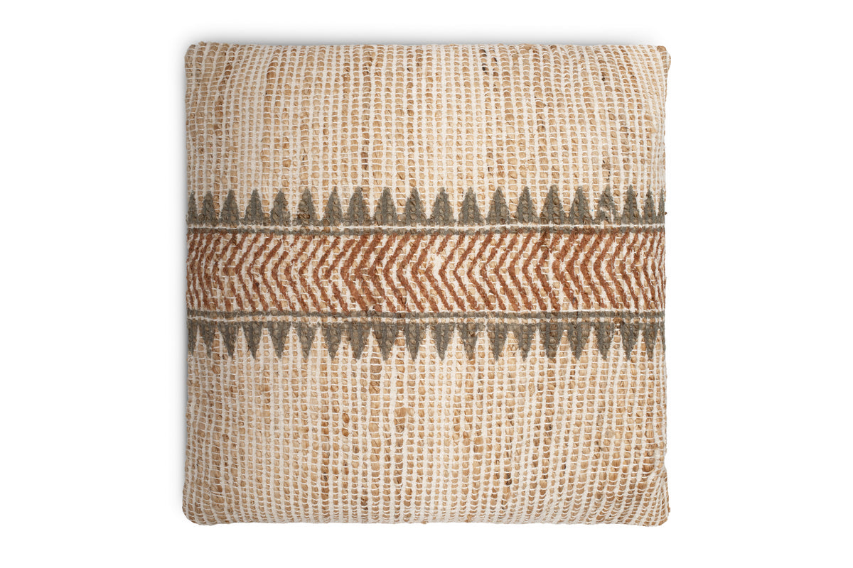 Zairya Jute & Cotton Cushion Cover - Natural & Rust
