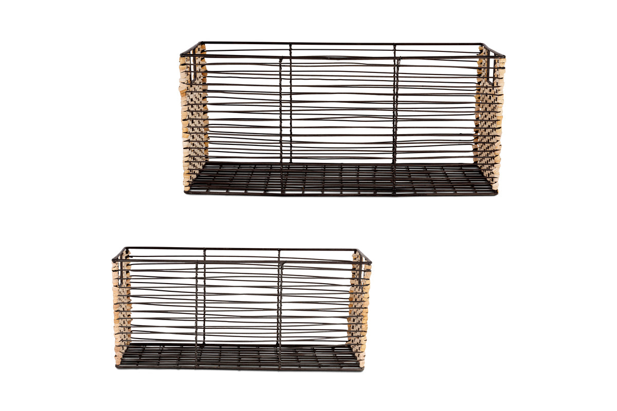 Montali Iron & Rattan Storage Baskets - Natural