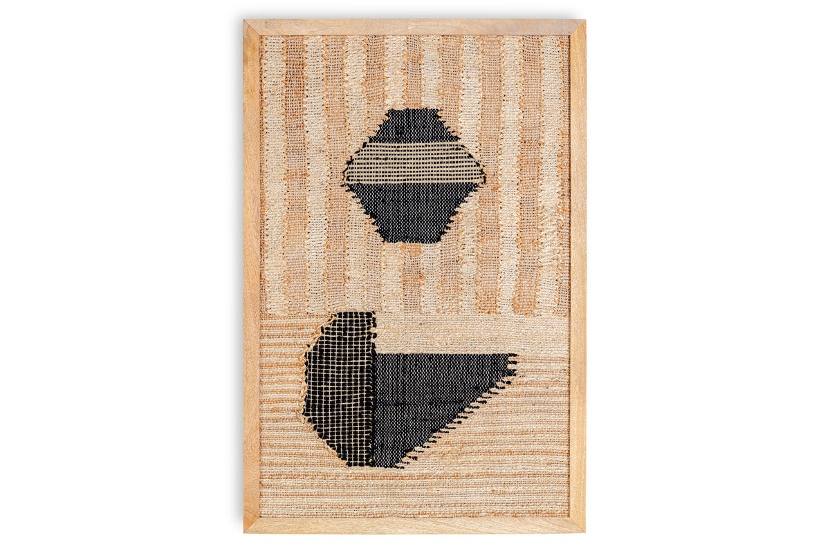 Kiran Large Textured Wall Art - Natural & Dark Blue