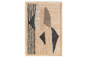 Birala Large Textured Wall Art - Natural & Dark Blue