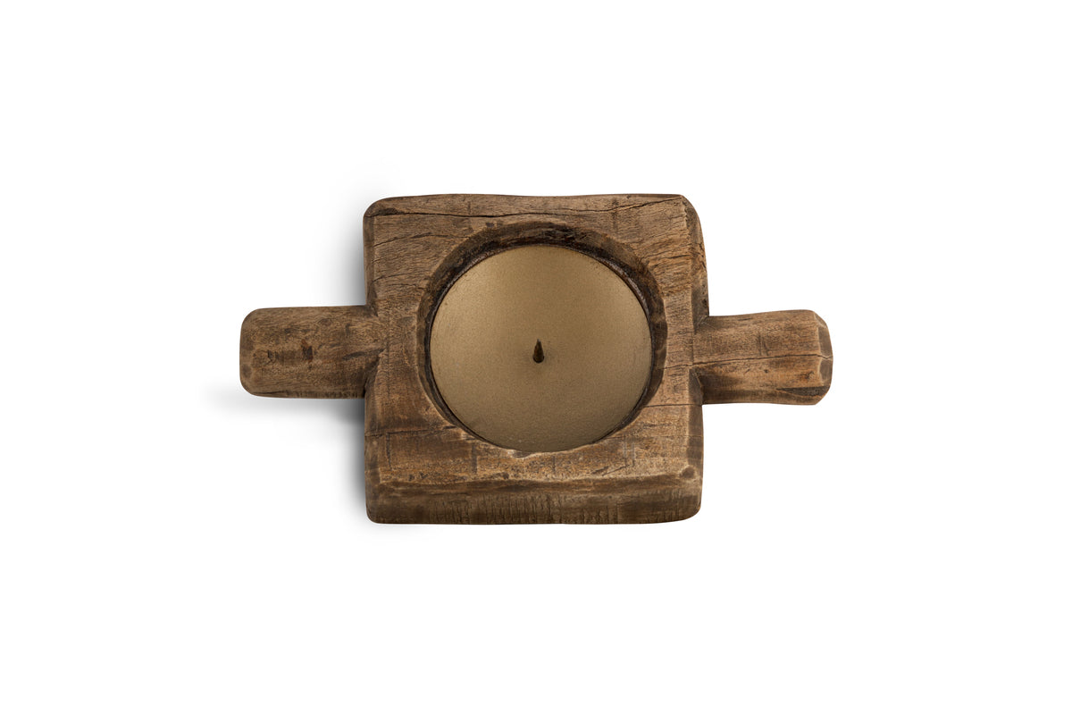 Apu Reclaimed Wood Traditional Candle Holder - Natural