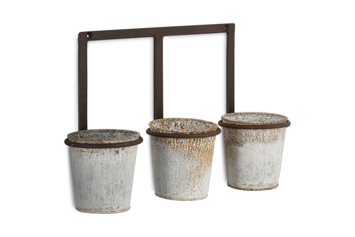 Tukana Triple Wall Hung Planter - Zinc