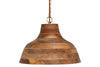 Nadi Grooved Wood Pendant - Natural & Antique Brass
