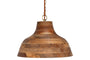 Nadi Grooved Wood Pendant - Natural & Antique Brass