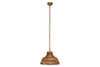 Nadi Grooved Wood Pendant - Natural & Antique Brass
