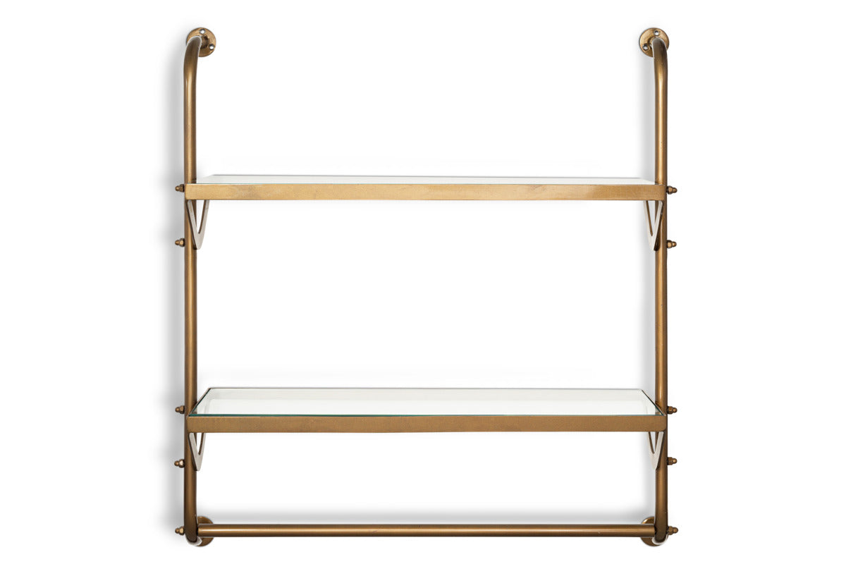 Karura Wall Shelves with Towel Rail - Antique Brass