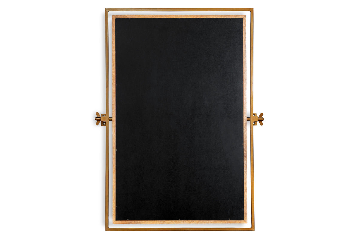 Mar Swivel Wall Mirror - Antique Brass & Natural