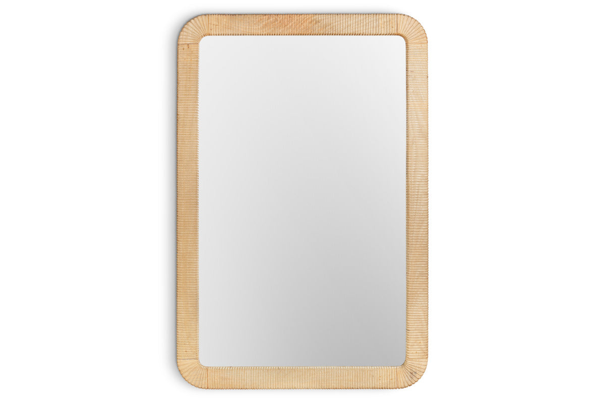 Vivan Rectangular Grooved Wood Mirror - Natural