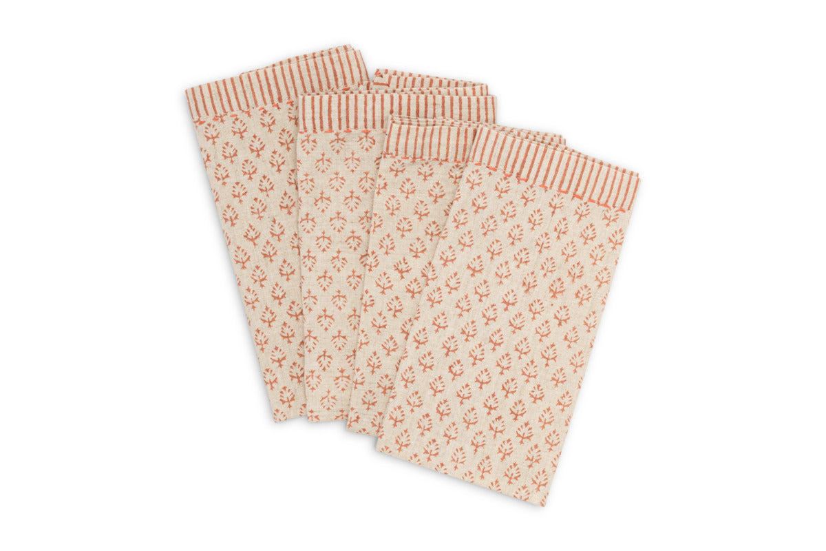 Peplu Block Print Napkin - Terracotta - (Set of 4)