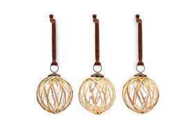 Bayana Woven Baubles - Natural & Clear - (Set of 3)