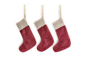 Karru Cotton Velvet Mini Stocking - Red - (Set of 3)
