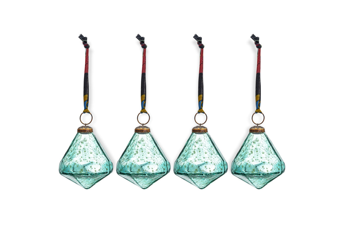 Tamti Baubles - Teal Crackle (Set of 4)