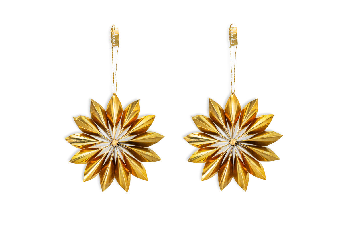 Amata Brass Star Baubles - Antique Brass - (Set of 2)