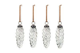Athardi Drop Bauble - Antique Silver - (Set of 4)