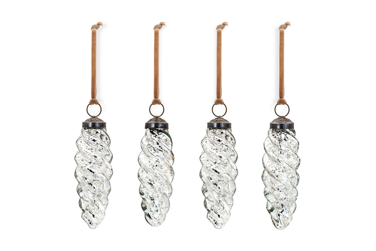 Athardi Drop Bauble - Antique Silver - (Set of 4)