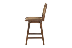Vinay Jute & Wood Woven Counter Chair - Chocolate Brown