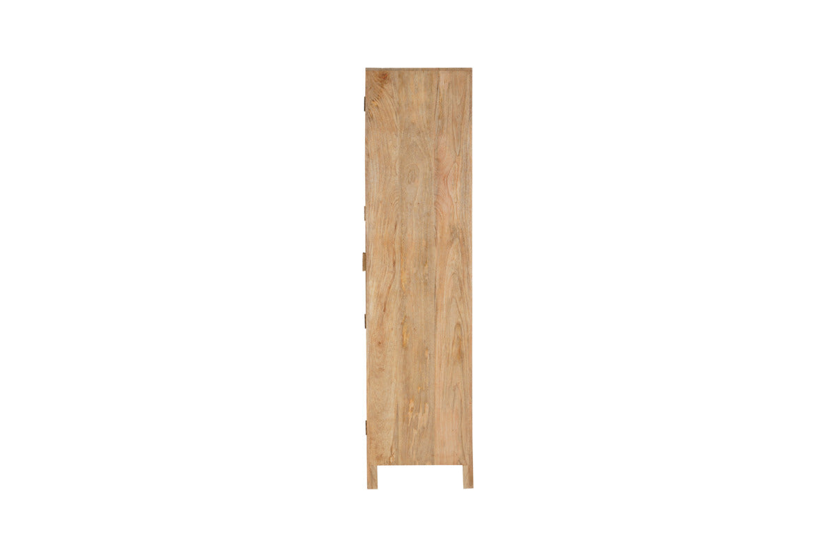 Artha Mango Wood & Glass Tall Cabinet - Natural