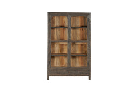 Valin Mango Wood & Glass Cabinet - Charcoal - Wide