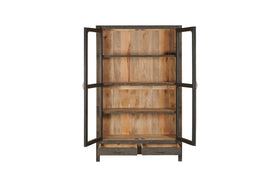 Valin Mango Wood & Glass Cabinet - Charcoal - Wide