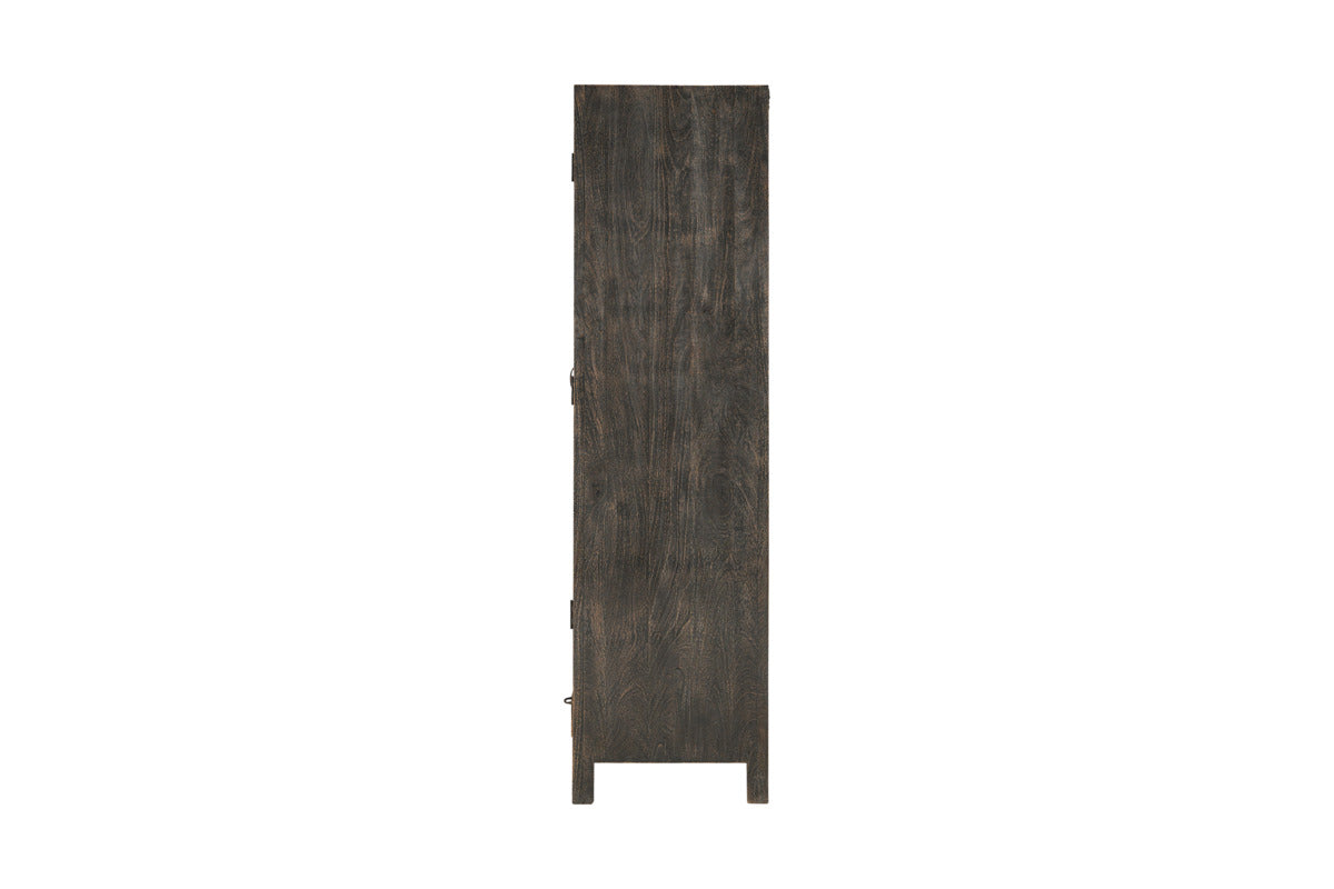 Valin Mango Wood & Glass Cabinet - Charcoal - Tall