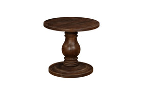 Laya Carved Wood Side Table - Chocolate Brown