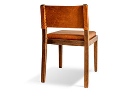 Kusa Mango Wood & Leather Dining Chair - Aged Tan