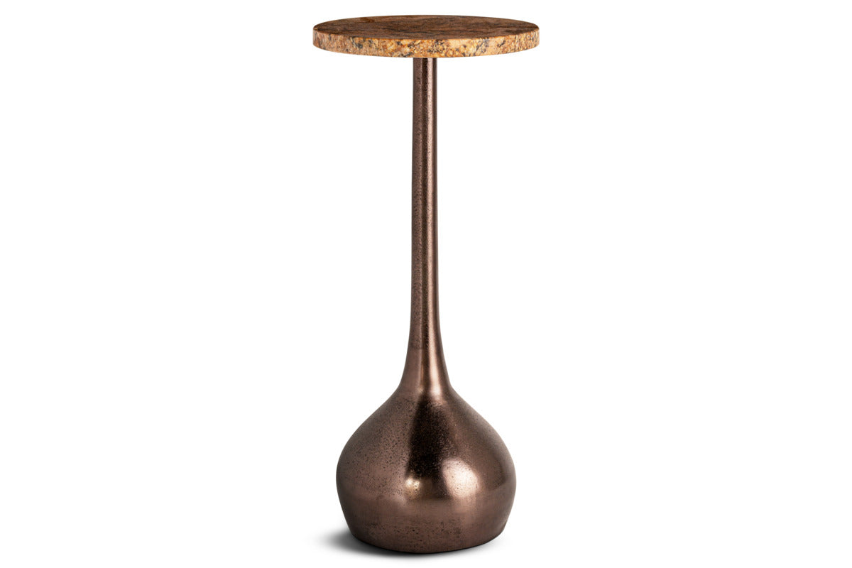 Israj Marble & Iron Side Table - Aged Black