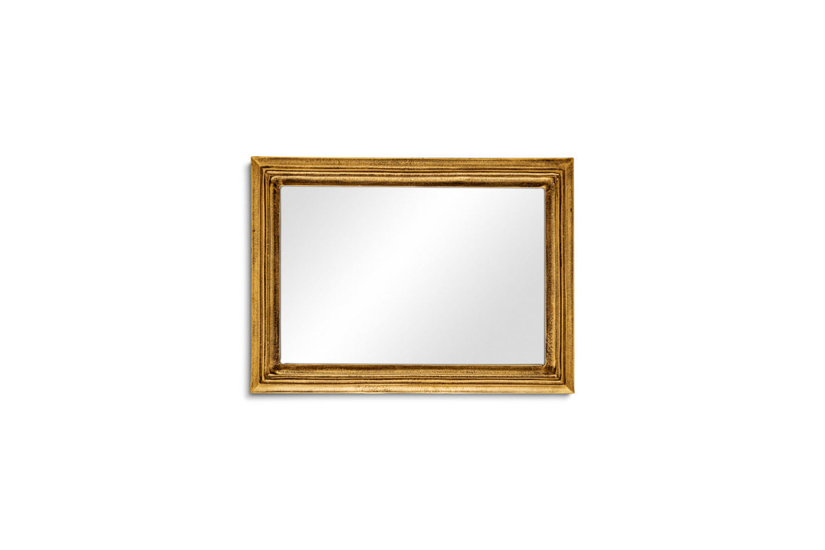 Yamuna Rectangular Mirror - Aged Antique Brass