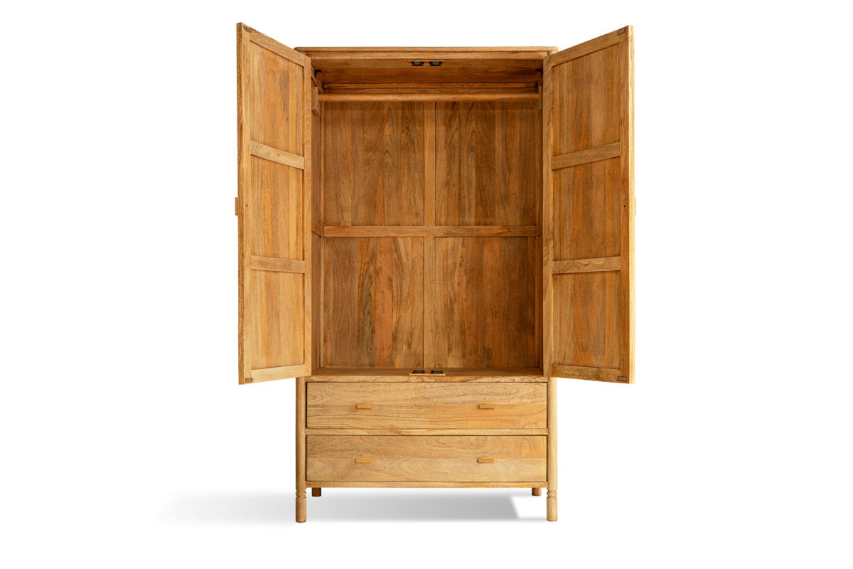 Sri Mango Wood Wardrobe - Natural