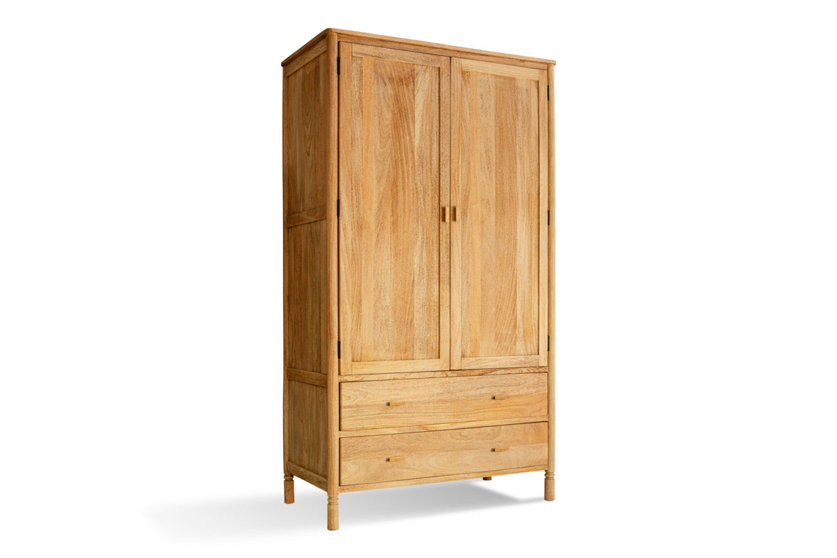 Sri Mango Wood Wardrobe - Natural