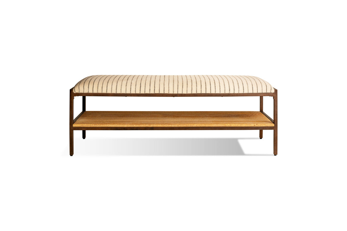 Sanja Cotton Upholstered Bench - Charcoal & Natural