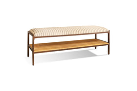 Sanja Cotton Upholstered Bench - Charcoal & Natural