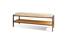 Sanja Cotton Upholstered Bench - Charcoal & Natural