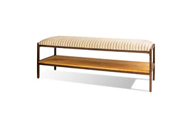 Sanja Cotton Upholstered Bench - Charcoal & Natural