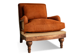 Abe Linen Deconstructed Armchair - Rust