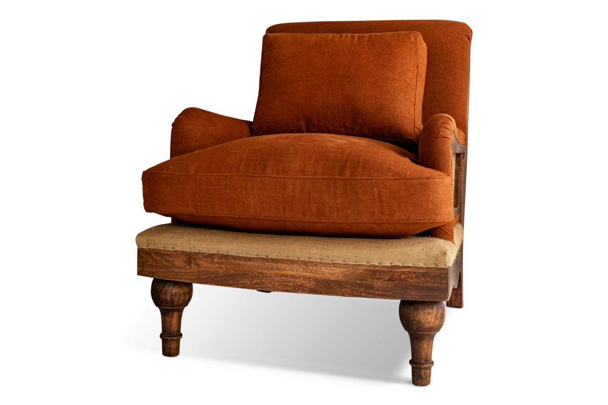 Abe Linen Deconstructed Armchair - Rust