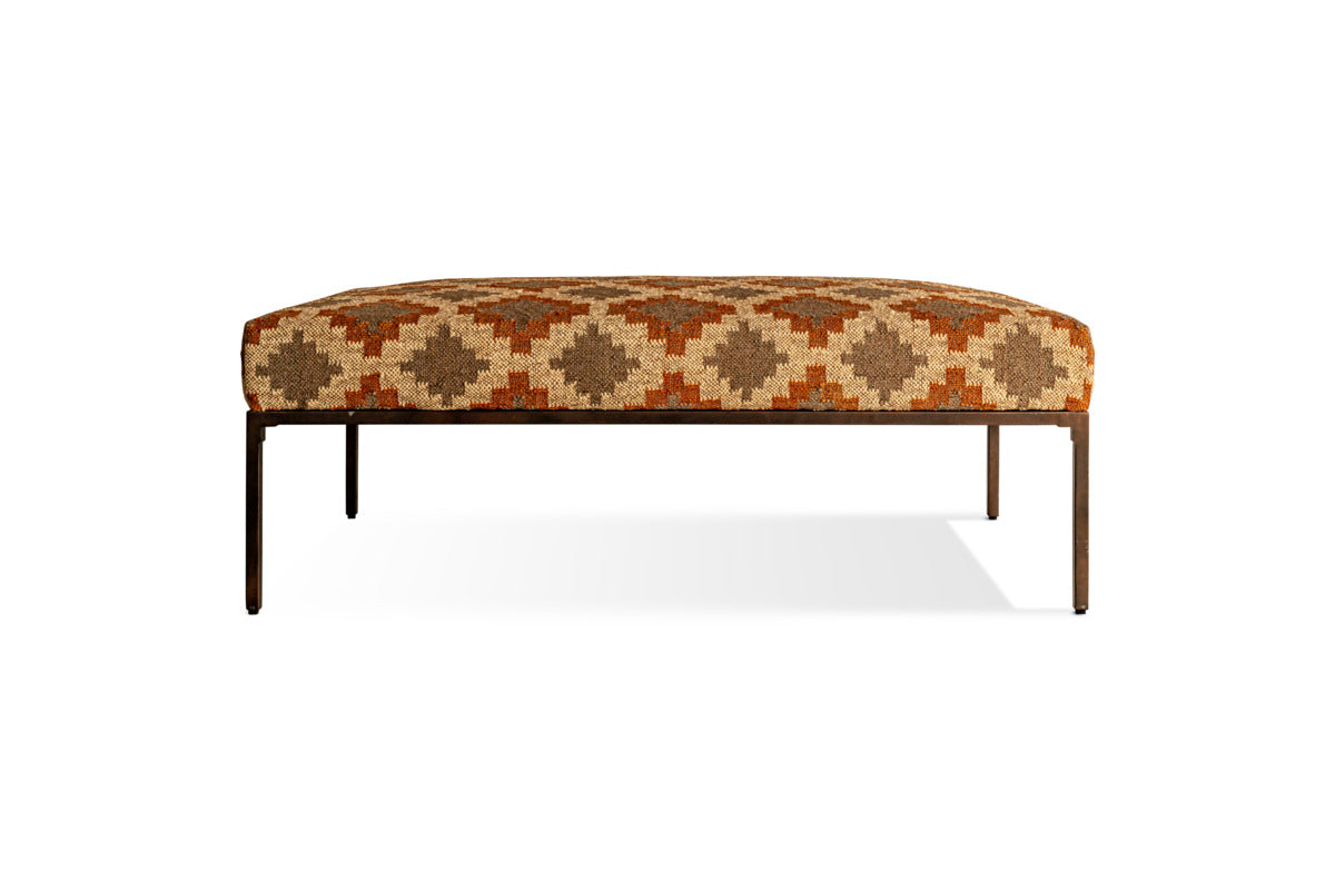 Yalin Upholstered Ottoman - Rust
