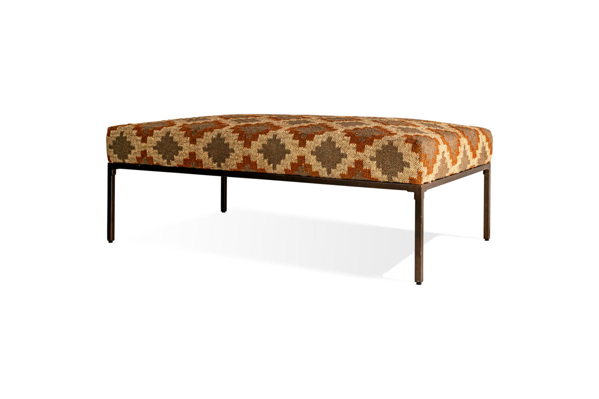 Yalin Upholstered Ottoman - Rust