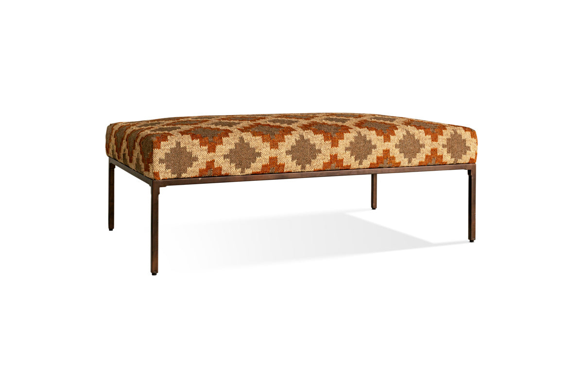 Yalin Upholstered Ottoman - Rust