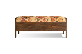 Barir Mango Wood Upholstered Storage Bench - Chocolate Brown
