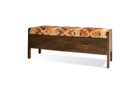 Barir Mango Wood Upholstered Storage Bench - Chocolate Brown