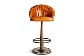 Lal Leather Swivel Counter Chair - Aged Tan