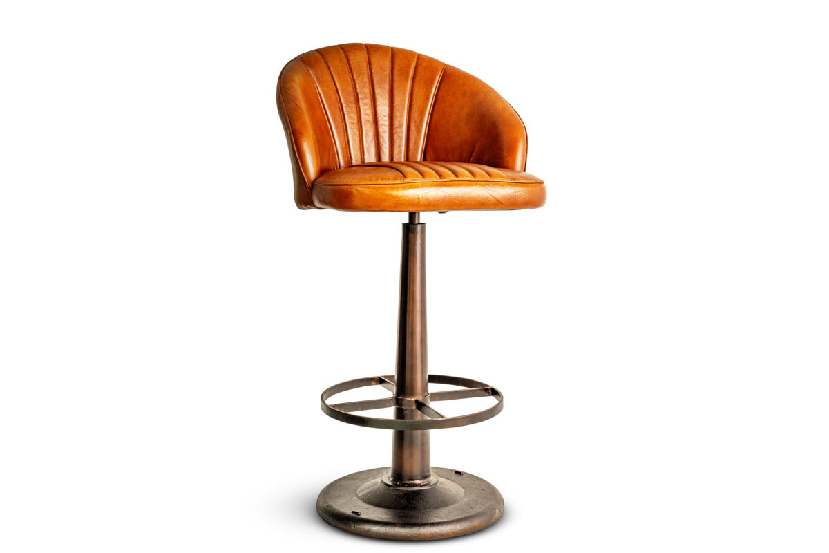Lal Leather Swivel Counter Chair - Aged Tan