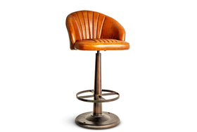 Lal Leather Swivel Counter Chair - Aged Tan