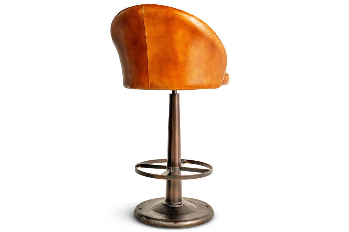 Lal Leather Swivel Counter Chair - Aged Tan