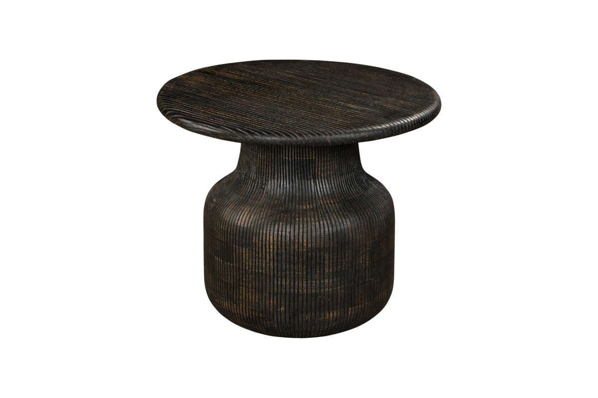 Vivan Grooved Side Table - Charcoal